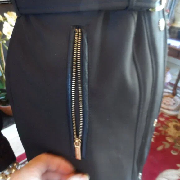 Michael Kors Black Belted Quilted Pea Coat Size PXS - Picture 6 of 16